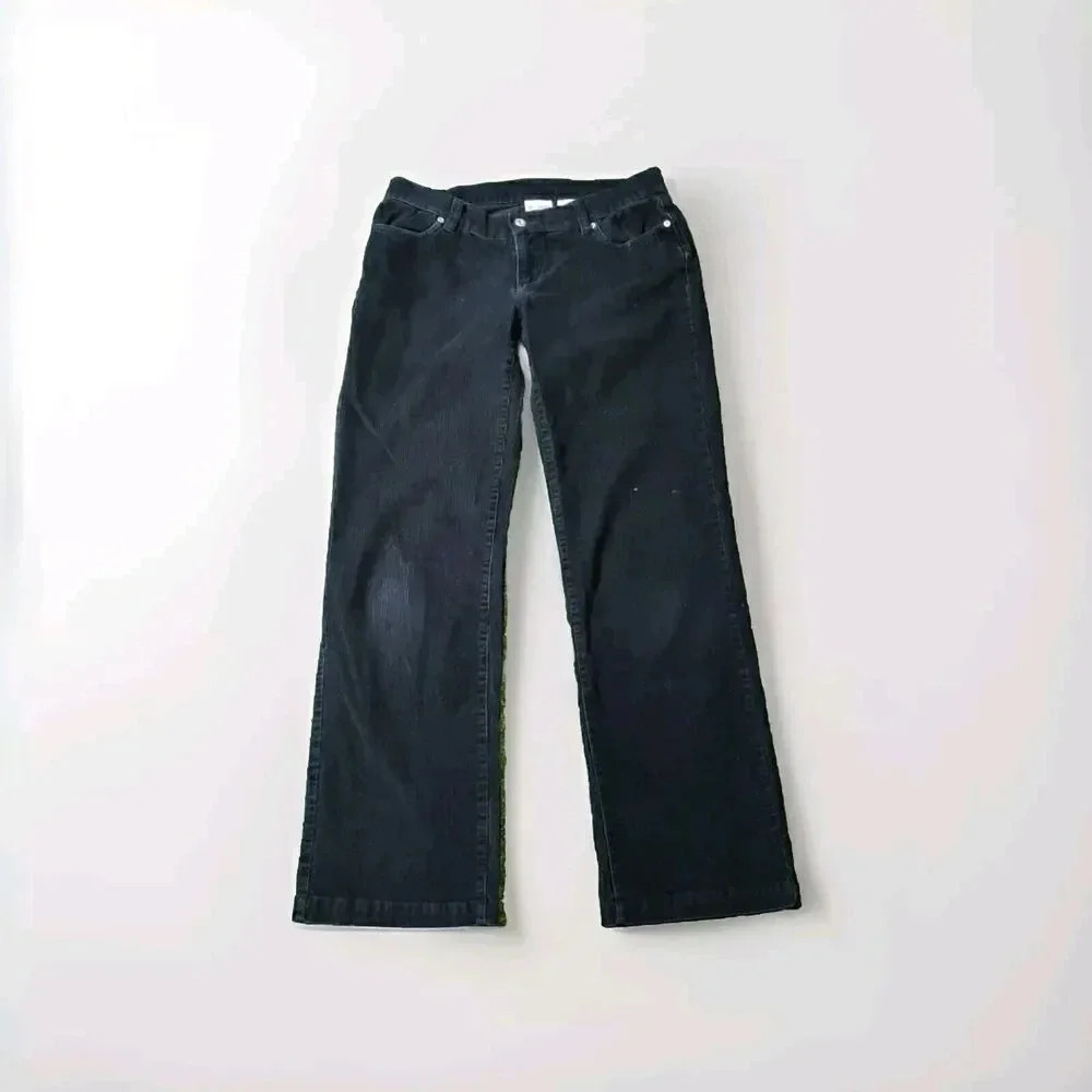 Columbia Women Pants 6 Black Corduroy 100% Cotton Mid Rise Straight Leg Ankle